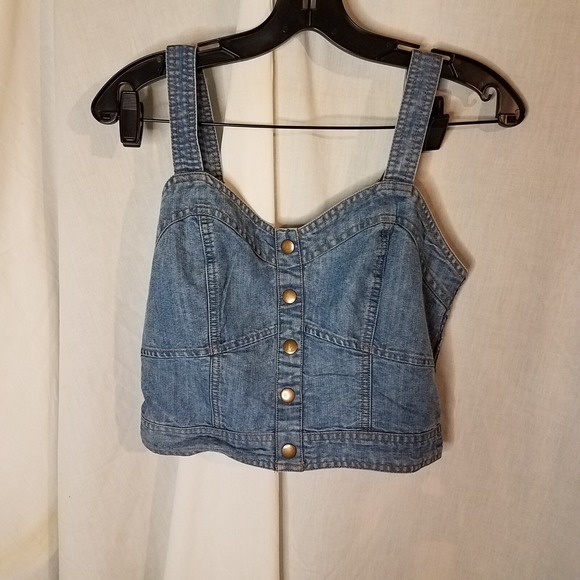Japna denim halter crop top y2k‎ M/L - Picture 1 of 3